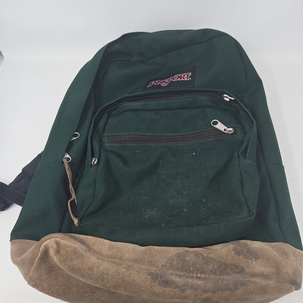 JanSport Right Pack Backpack Green Suede Bottom JS00TYP7 Laptop Sleeve Bag